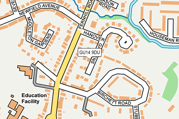 GU14 9DU map - OS OpenMap – Local (Ordnance Survey)