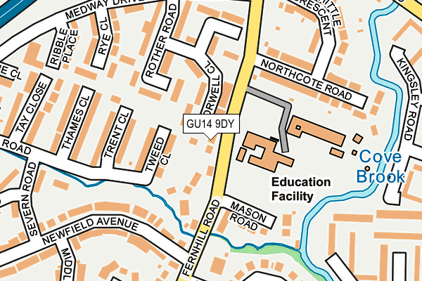 GU14 9DY map - OS OpenMap – Local (Ordnance Survey)