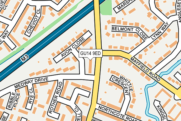 GU14 9ED map - OS OpenMap – Local (Ordnance Survey)