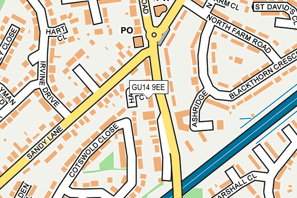 GU14 9EE map - OS OpenMap – Local (Ordnance Survey)