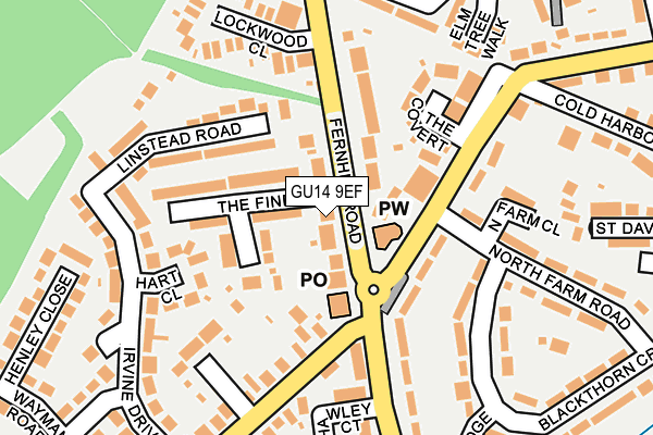 GU14 9EF map - OS OpenMap – Local (Ordnance Survey)