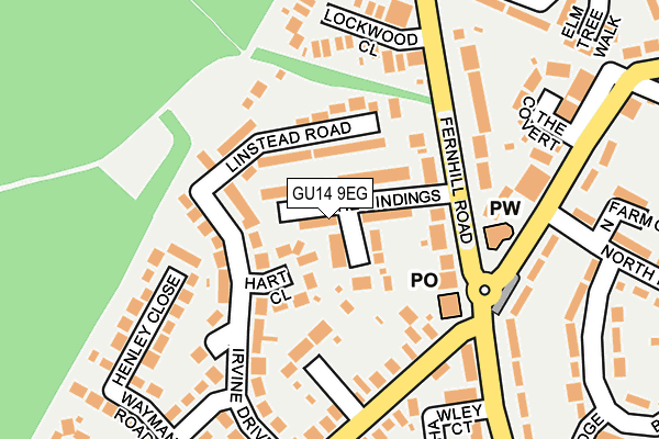 GU14 9EG map - OS OpenMap – Local (Ordnance Survey)