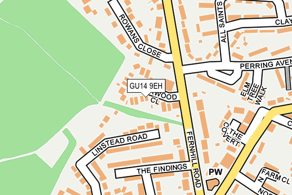 GU14 9EH map - OS OpenMap – Local (Ordnance Survey)