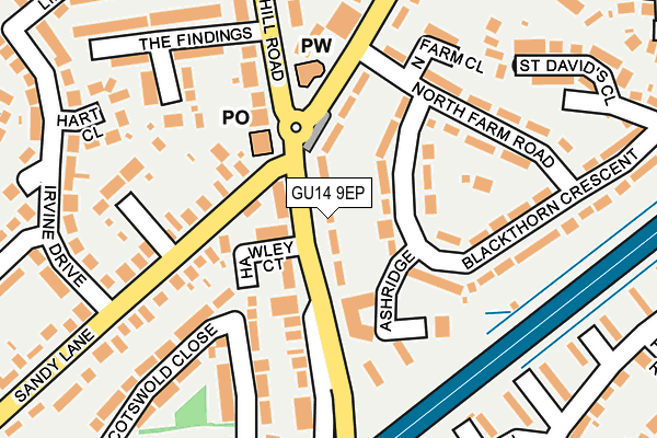 GU14 9EP map - OS OpenMap – Local (Ordnance Survey)