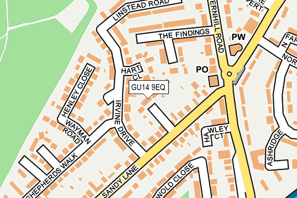 GU14 9EQ map - OS OpenMap – Local (Ordnance Survey)