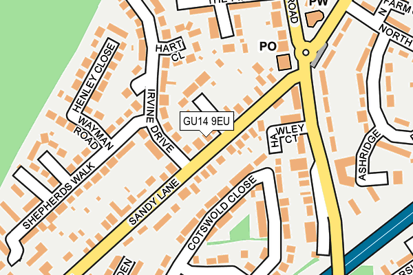 GU14 9EU map - OS OpenMap – Local (Ordnance Survey)