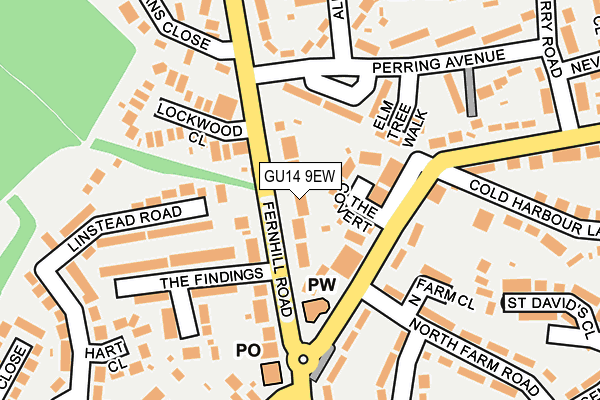 GU14 9EW map - OS OpenMap – Local (Ordnance Survey)