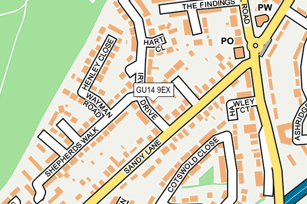 GU14 9EX map - OS OpenMap – Local (Ordnance Survey)
