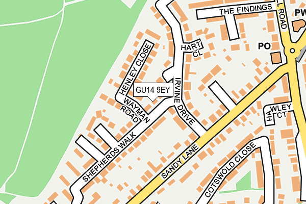 GU14 9EY map - OS OpenMap – Local (Ordnance Survey)