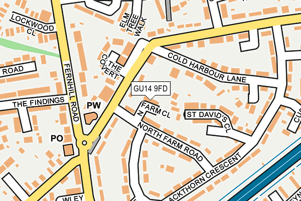 GU14 9FD map - OS OpenMap – Local (Ordnance Survey)