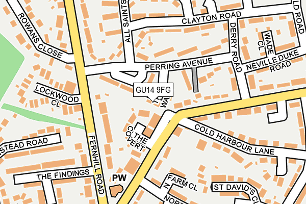 GU14 9FG map - OS OpenMap – Local (Ordnance Survey)
