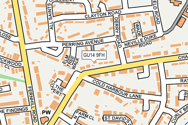 GU14 9FH map - OS OpenMap – Local (Ordnance Survey)