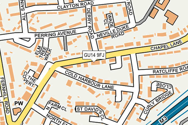 GU14 9FJ map - OS OpenMap – Local (Ordnance Survey)