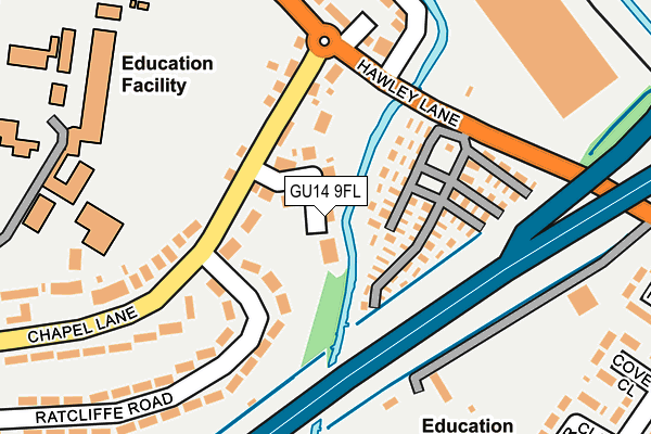GU14 9FL map - OS OpenMap – Local (Ordnance Survey)