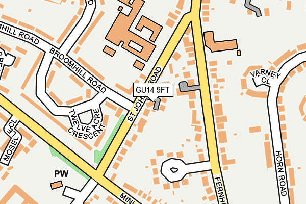 GU14 9FT map - OS OpenMap – Local (Ordnance Survey)