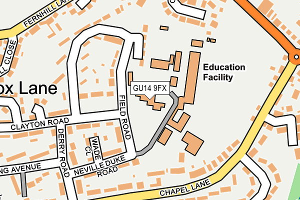 GU14 9FX map - OS OpenMap – Local (Ordnance Survey)