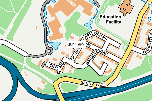 GU14 9FY map - OS OpenMap – Local (Ordnance Survey)