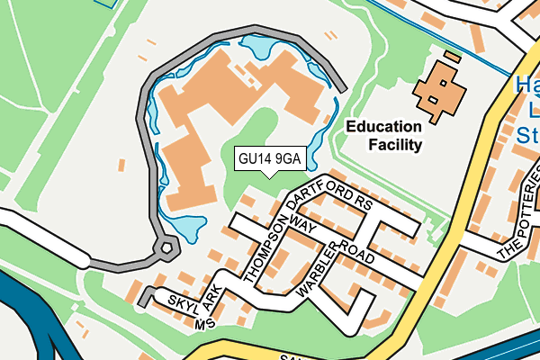 GU14 9GA map - OS OpenMap – Local (Ordnance Survey)