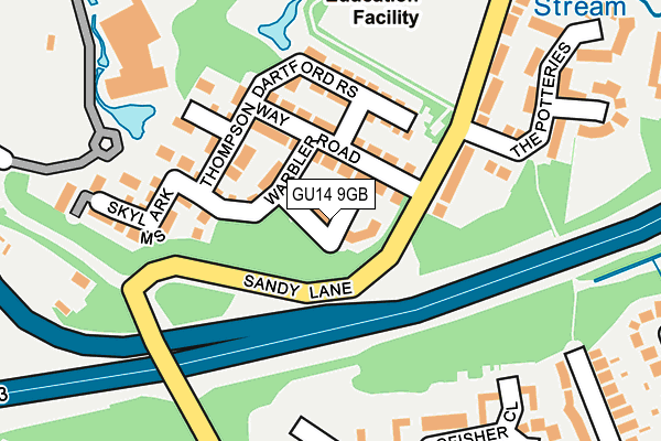 GU14 9GB map - OS OpenMap – Local (Ordnance Survey)