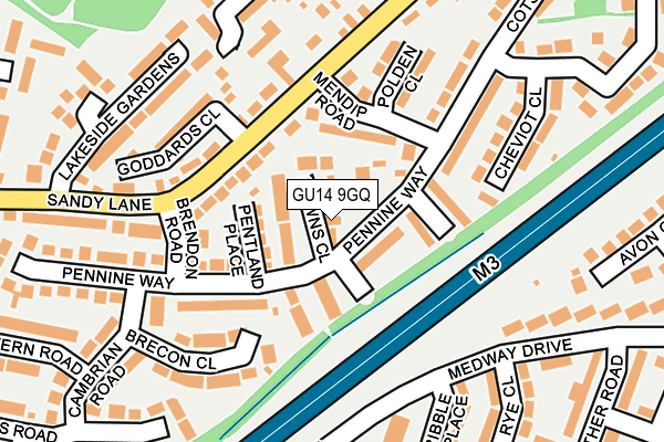 GU14 9GQ map - OS OpenMap – Local (Ordnance Survey)