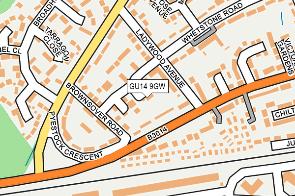 GU14 9GW map - OS OpenMap – Local (Ordnance Survey)