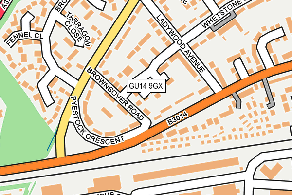 GU14 9GX map - OS OpenMap – Local (Ordnance Survey)