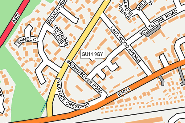 GU14 9GY map - OS OpenMap – Local (Ordnance Survey)