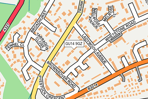 GU14 9GZ map - OS OpenMap – Local (Ordnance Survey)