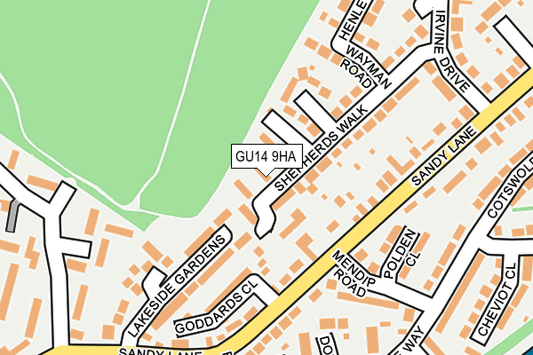 GU14 9HA map - OS OpenMap – Local (Ordnance Survey)