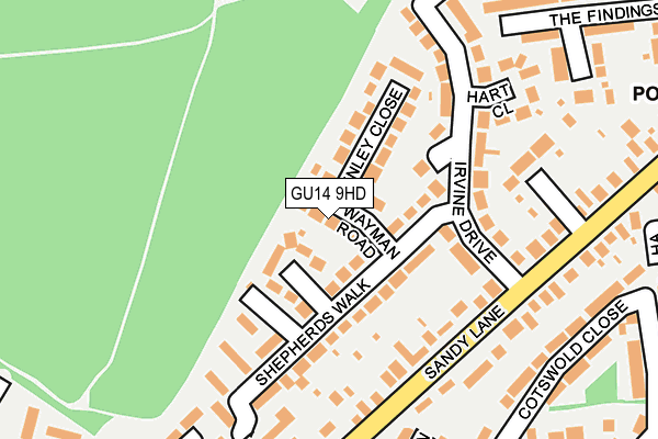GU14 9HD map - OS OpenMap – Local (Ordnance Survey)