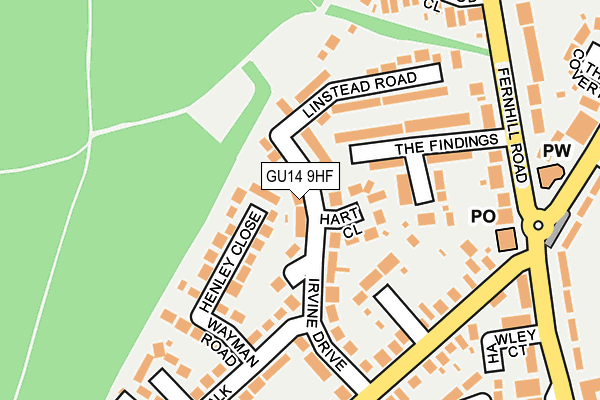 GU14 9HF map - OS OpenMap – Local (Ordnance Survey)