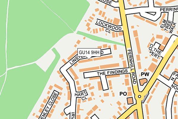 GU14 9HH map - OS OpenMap – Local (Ordnance Survey)