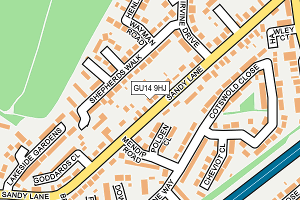 GU14 9HJ map - OS OpenMap – Local (Ordnance Survey)