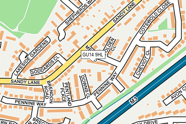 GU14 9HL map - OS OpenMap – Local (Ordnance Survey)