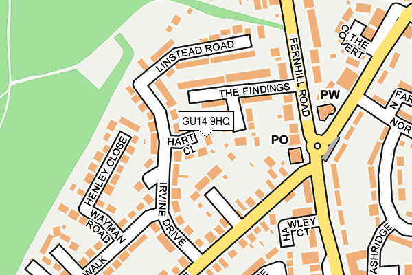 GU14 9HQ map - OS OpenMap – Local (Ordnance Survey)