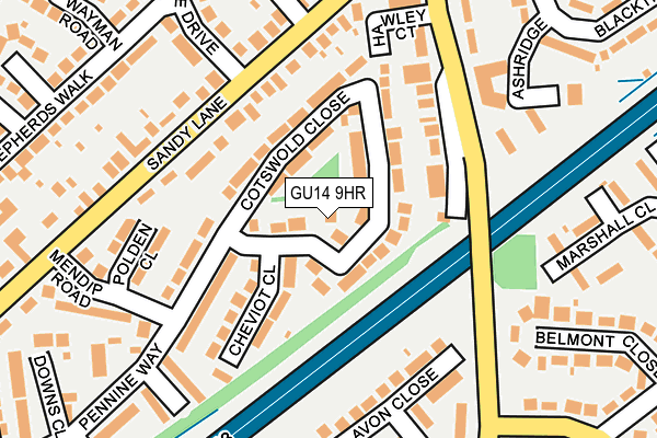 GU14 9HR map - OS OpenMap – Local (Ordnance Survey)