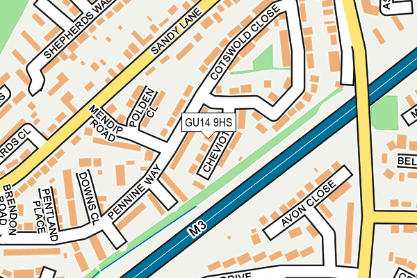 GU14 9HS map - OS OpenMap – Local (Ordnance Survey)