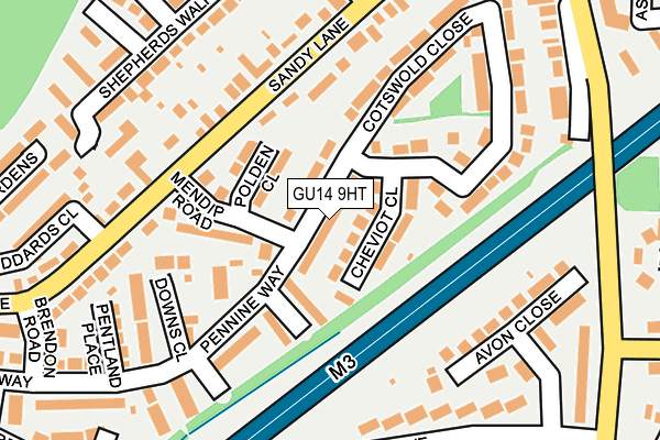 GU14 9HT map - OS OpenMap – Local (Ordnance Survey)