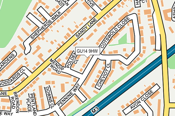 GU14 9HW map - OS OpenMap – Local (Ordnance Survey)