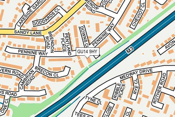 GU14 9HY map - OS OpenMap – Local (Ordnance Survey)