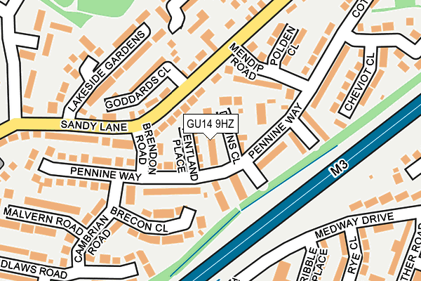 GU14 9HZ map - OS OpenMap – Local (Ordnance Survey)