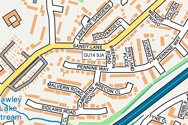 GU14 9JA map - OS OpenMap – Local (Ordnance Survey)
