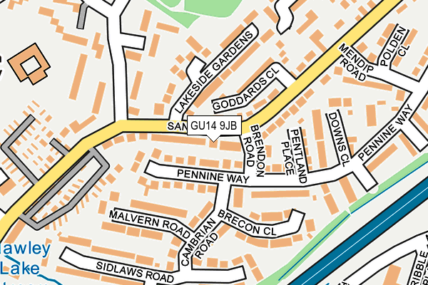 GU14 9JB map - OS OpenMap – Local (Ordnance Survey)