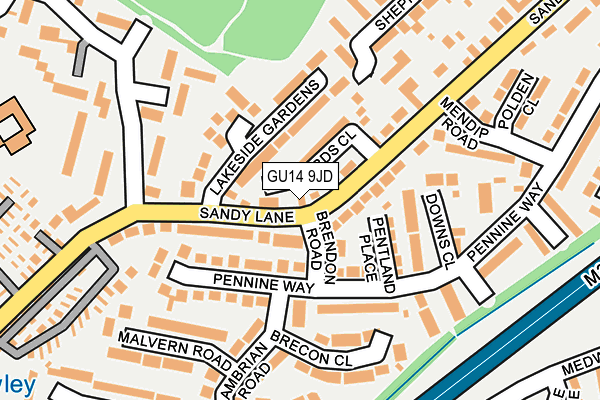 GU14 9JD map - OS OpenMap – Local (Ordnance Survey)