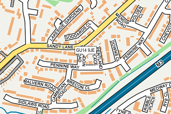 GU14 9JE map - OS OpenMap – Local (Ordnance Survey)