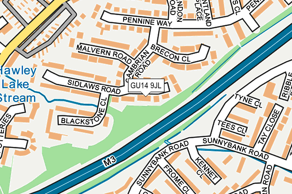 GU14 9JL map - OS OpenMap – Local (Ordnance Survey)