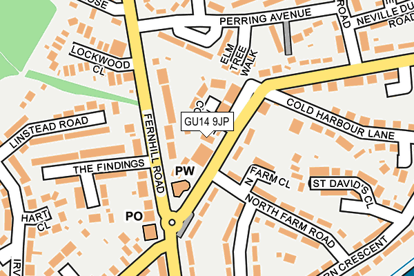 GU14 9JP map - OS OpenMap – Local (Ordnance Survey)
