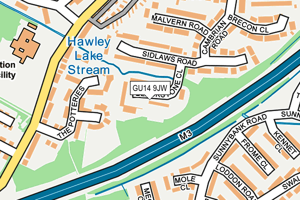 GU14 9JW map - OS OpenMap – Local (Ordnance Survey)