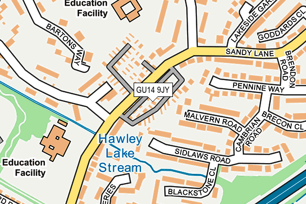 GU14 9JY map - OS OpenMap – Local (Ordnance Survey)