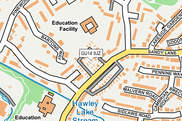 GU14 9JZ map - OS OpenMap – Local (Ordnance Survey)